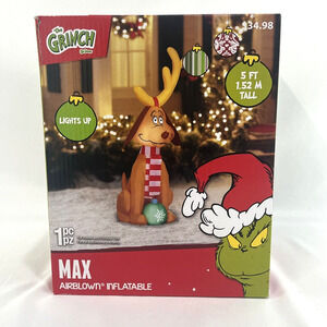 New Max Dog LED Airblown Inflatable Christmas Prop Gemmy The Grinch 5 Ft NIB